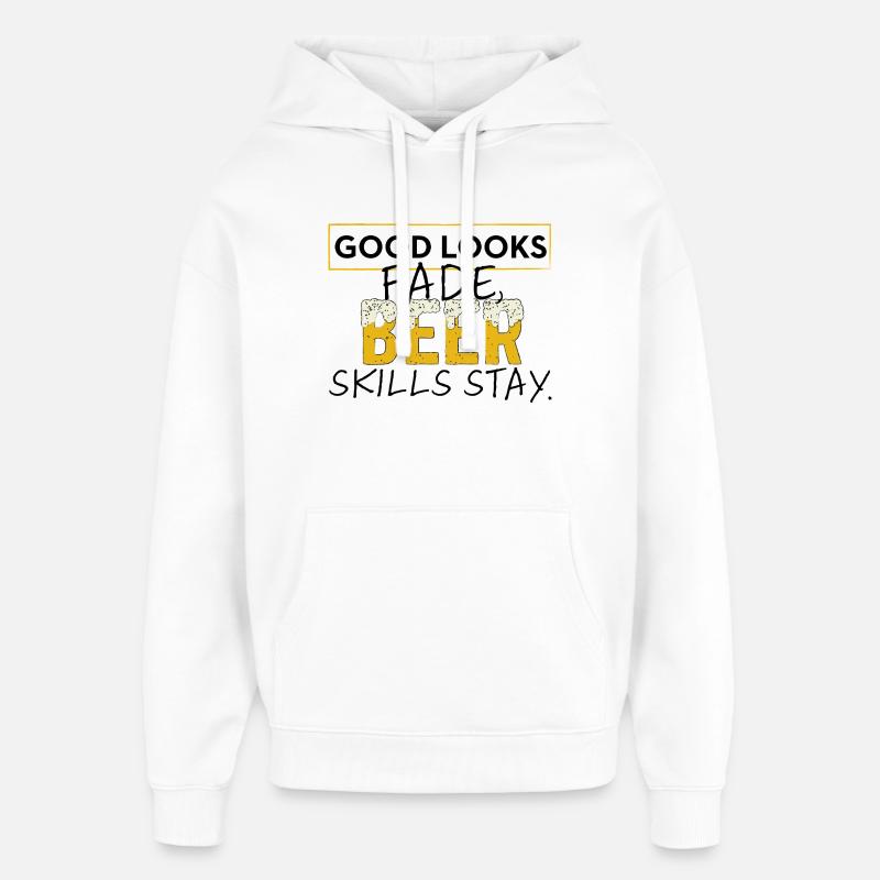 Cruche en mousse de bière Dire - Sweat à capuche unisexe Stanley/Stella Oversized - blanc