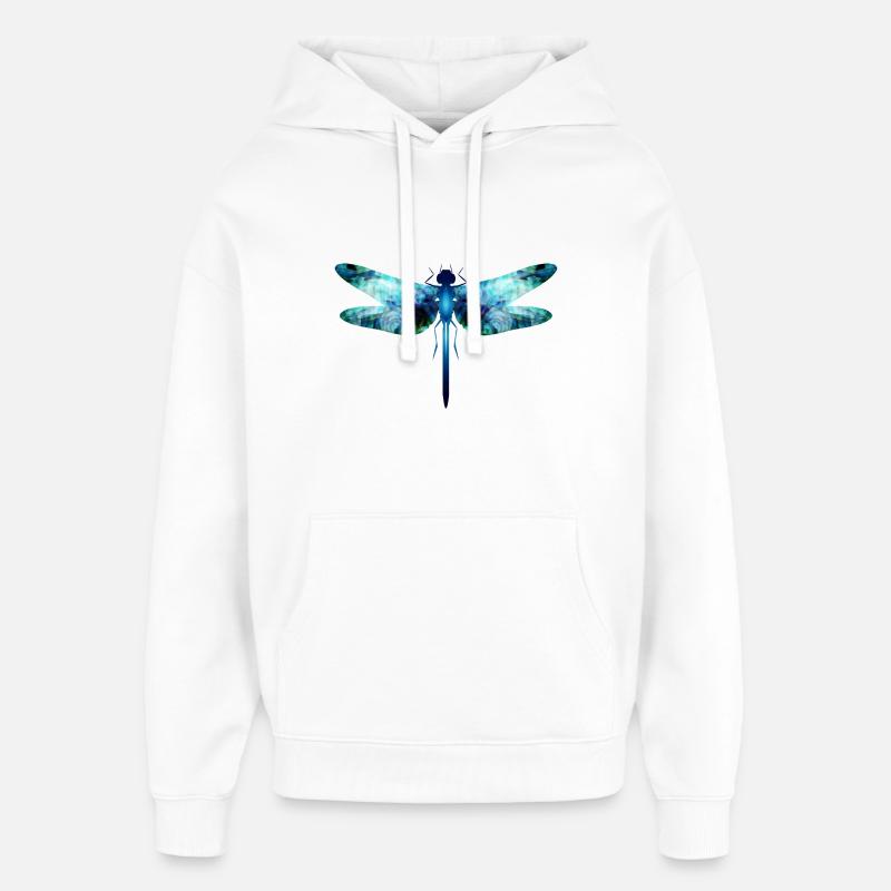 Libellule irisée dans les tons bleu-vert - Sweat à capuche unisexe Stanley/Stella Oversized - blanc