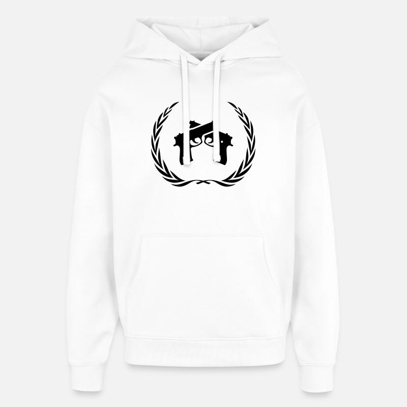 Couronne de symbole d’arme à feu - Sweat à capuche unisexe Stanley/Stella Oversized - blanc