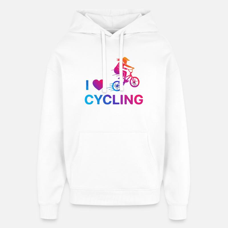 J’adore le cœur du cyclisme - Sweat à capuche unisexe Stanley/Stella Oversized - blanc