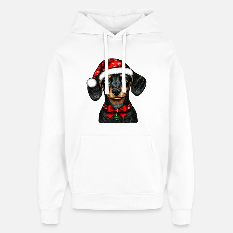 Teckel de Noël - Sweat à capuche unisexe Stanley/Stella Oversized - blanc