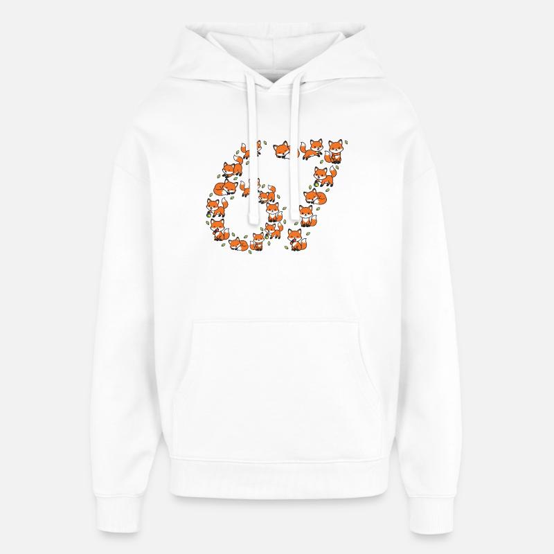 Fox Ring Pattern 67 Meme - Oversized Unisex Hoodie by Stanley/Stella - white