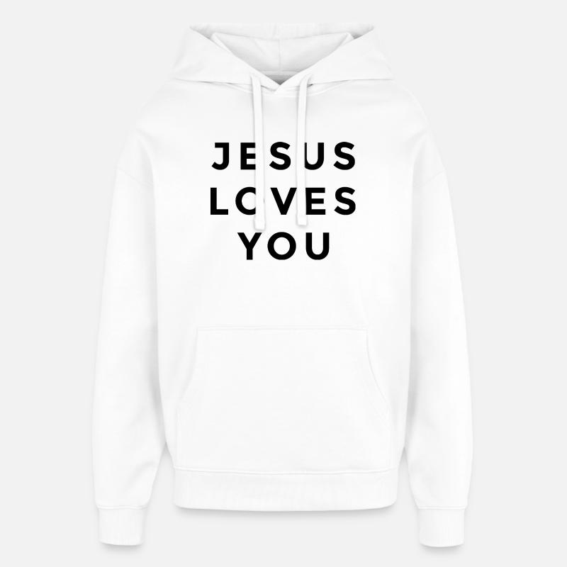 Jésus t’aime | Foi chrétienne - Sweat à capuche unisexe Stanley/Stella Oversized - blanc