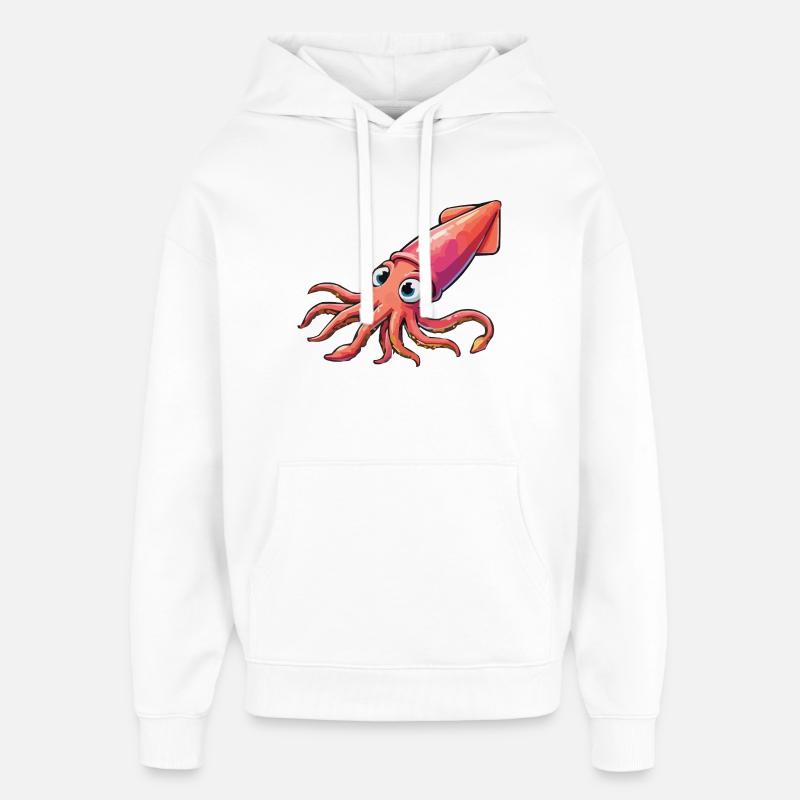 Dessin animé Calamar - Sweat à capuche unisexe Stanley/Stella Oversized - blanc