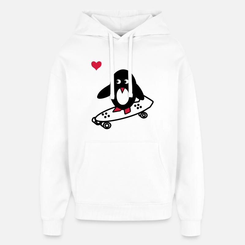 pingouin avec le skate-board - Sweat à capuche unisexe Stanley/Stella Oversized - blanc