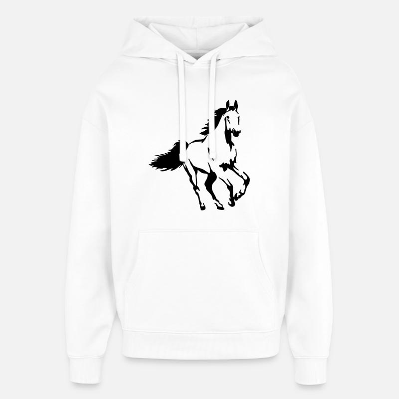Cavallo Animale Stallone Mare Puledro - Stanley/Stella Oversized Felpa con cappuccio unisex - bianco