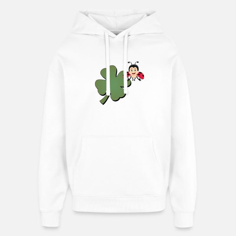 Cloverleaf with Ladybug (ladybug) - Oversized Unisex Hoodie by Stanley/Stella - white