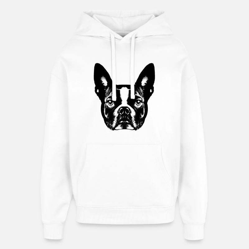 Boston Terrier / Portrait / Visage - Sweat à capuche unisexe Stanley/Stella Oversized - blanc