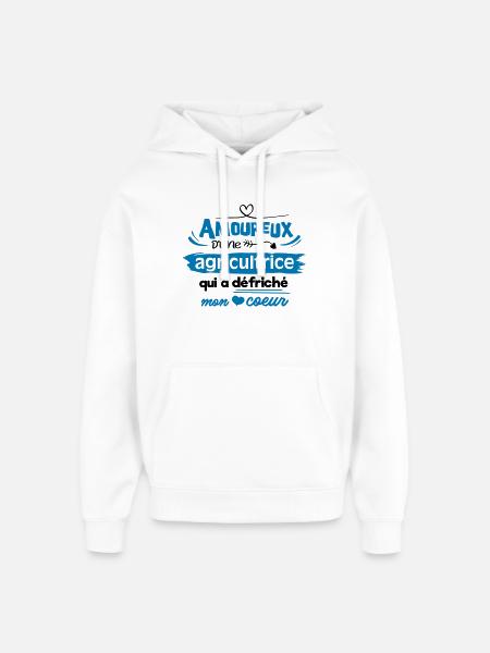 Amoureux d'une agricultrice - Sweat à capuche unisexe Stanley/Stella Oversized - blanc