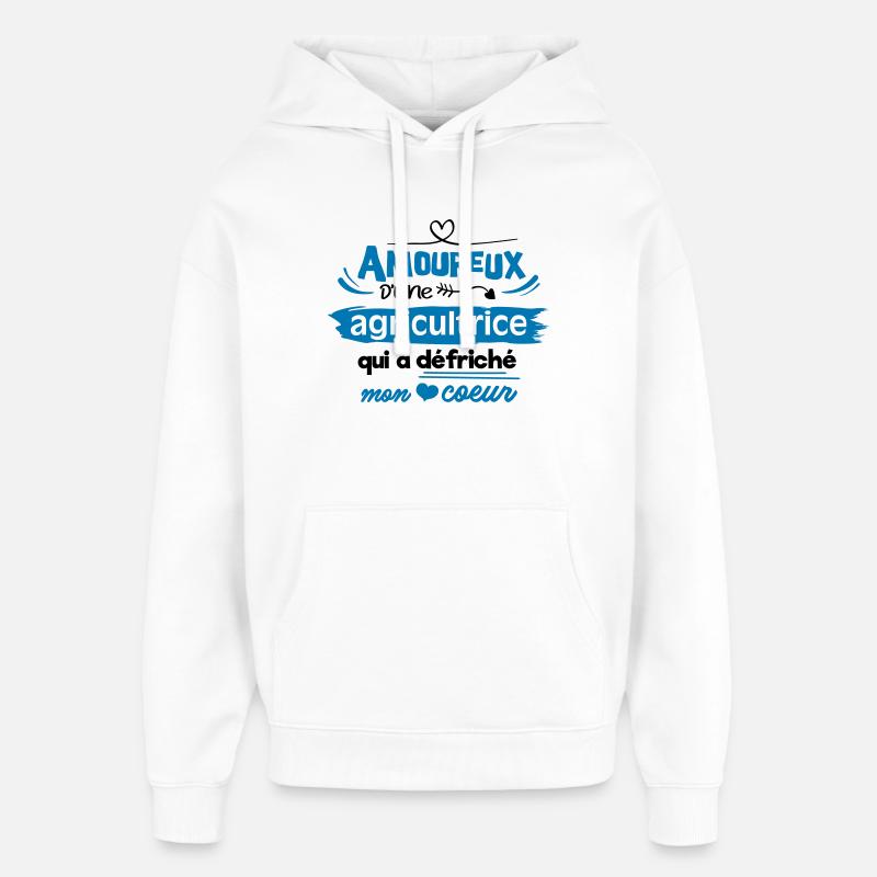Amoureux d'une agricultrice - Sweat à capuche unisexe Stanley/Stella Oversized - blanc