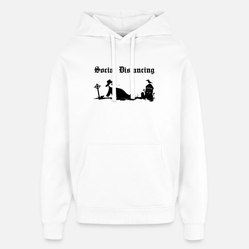 Peste noire Distanciation sociale - Sweat à capuche unisexe Stanley/Stella Oversized - blanc