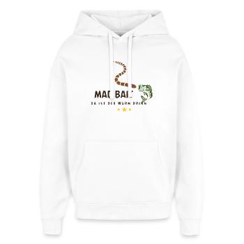 Mad Bait: Wurm im Köder - Oversized Unisex Hoodie von Stanley/Stella - Weiß - Vorne - AI Model Female 172 light (172cm) & AI Model Male 185 light (185cm)