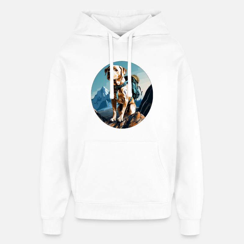 Chiens Randonnée / Alpinisme Chien - Sweat à capuche unisexe Stanley/Stella Oversized - blanc