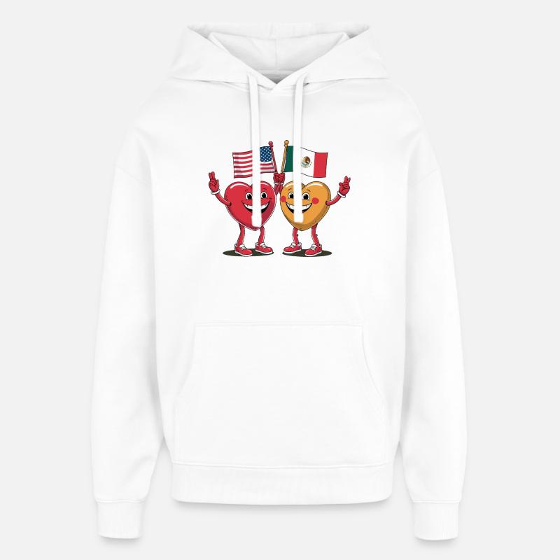 Cœurs d’Amérique et de Mexique - Sweat à capuche unisexe Stanley/Stella Oversized - blanc