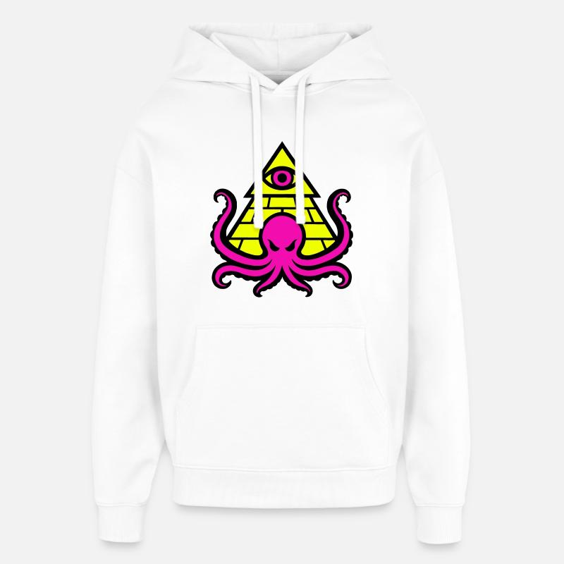 Pyramid with occult octopus and eye - Oversized Unisex Hoodie by Stanley/Stella - white