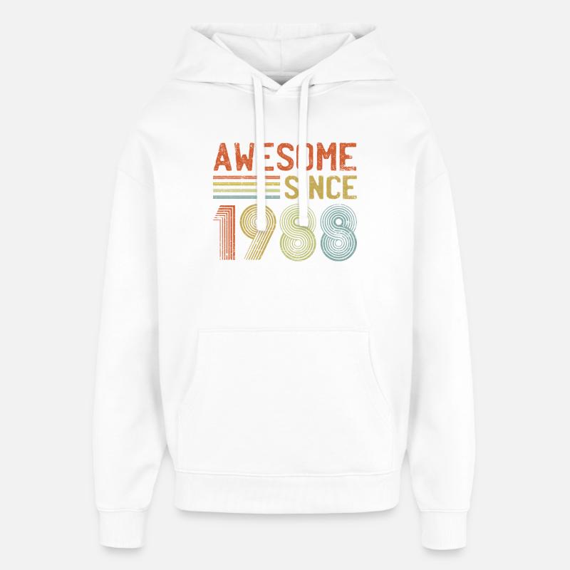 Conception rétro de célébration annuelle - Sweat à capuche unisexe Stanley/Stella Oversized - blanc