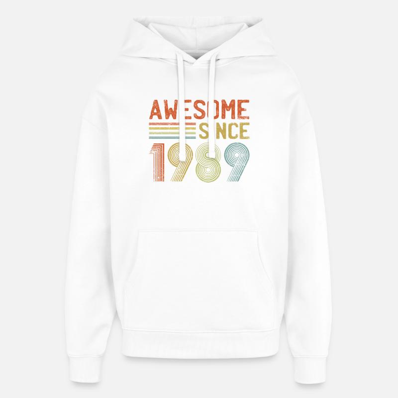 Retro 1989 Text und Spirale Design - Oversized Unisex Hoodie von Stanley/Stella - Weiß