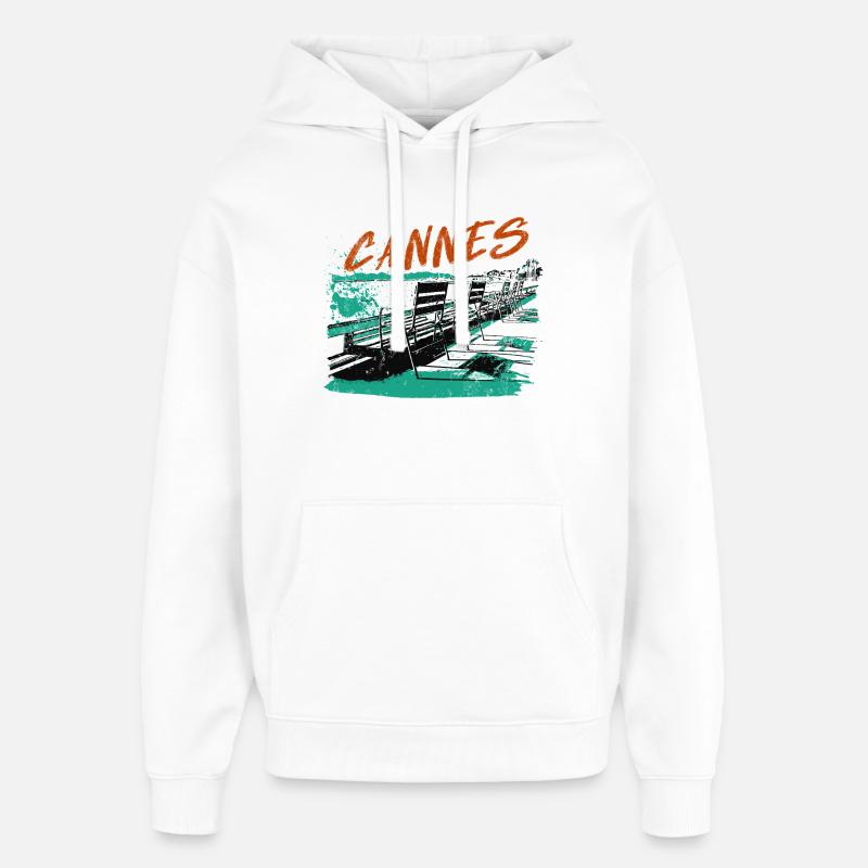 Cannes Côte d'Azur Illustration - Oversized Unisex Hoodie von Stanley/Stella - Weiß