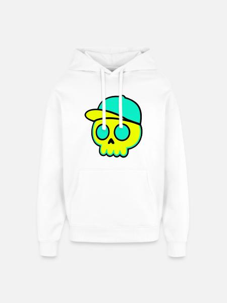 Neon Schädel Cap Streetwear - Oversized Unisex Hoodie von Stanley/Stella - Weiß