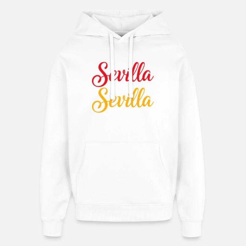 Sevilla Script Duo Red Yellow Retro - Oversized Unisex Hoodie by Stanley/Stella - white