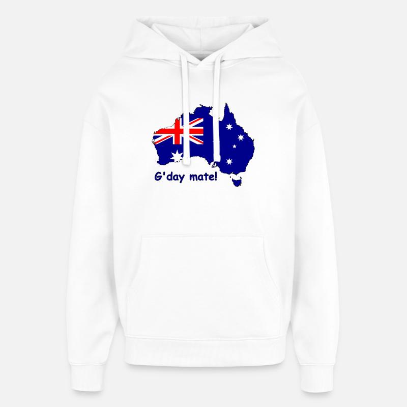 G’day Mate Drapeau australien - Sweat à capuche unisexe Stanley/Stella Oversized - blanc