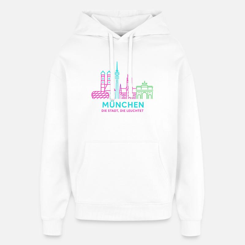 Silhouette néon de Munich - Sweat à capuche unisexe Stanley/Stella Oversized - blanc