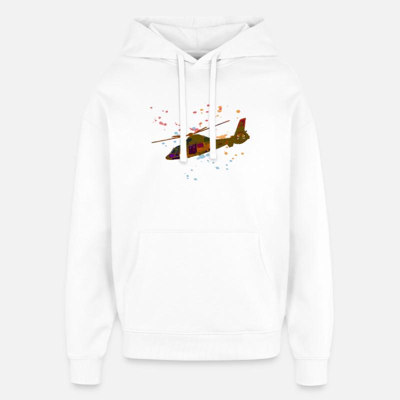 Bunter Hubschrauber Splatter-Design - Oversized Unisex Hoodie von Stanley/Stella - Weiß