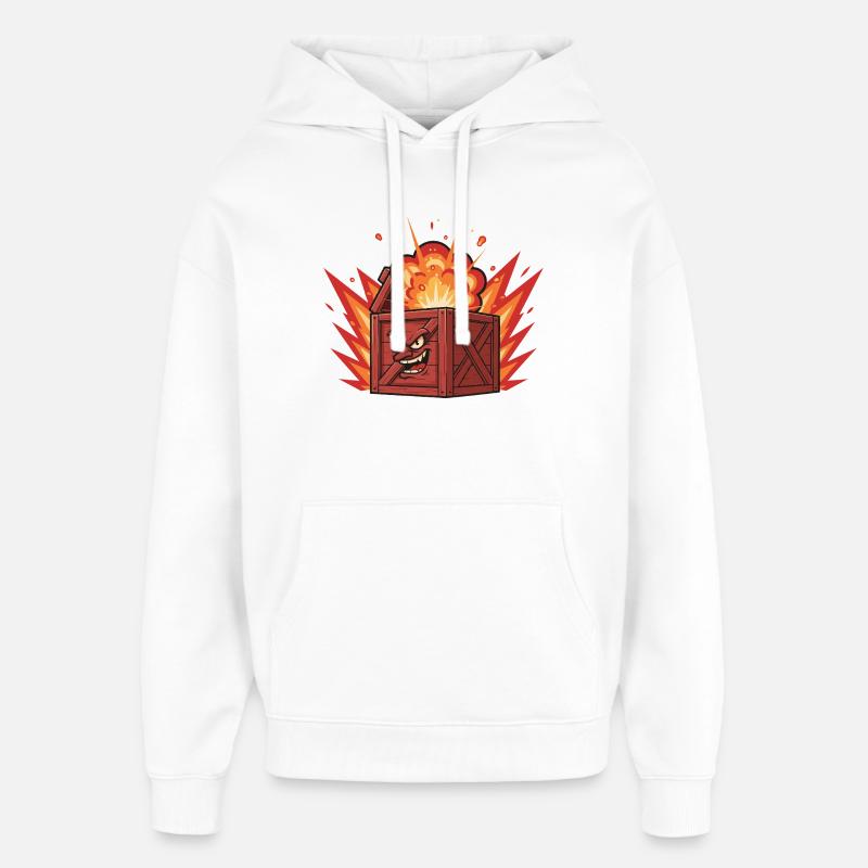 Explodierende Holzkiste mit grimmigem Gesicht - Oversized Unisex Hoodie von Stanley/Stella - Weiß