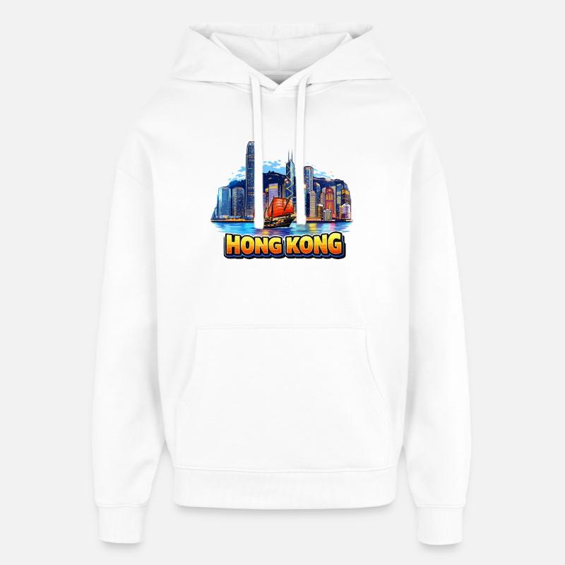Silhouette de Hong Kong - Sweat à capuche unisexe Stanley/Stella Oversized - blanc