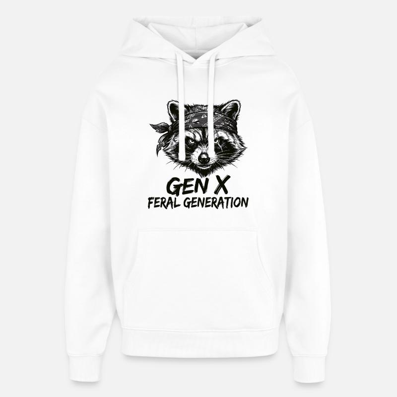 Waschbär Gen X Wilde Generation - Oversized Unisex Hoodie von Stanley/Stella - Weiß