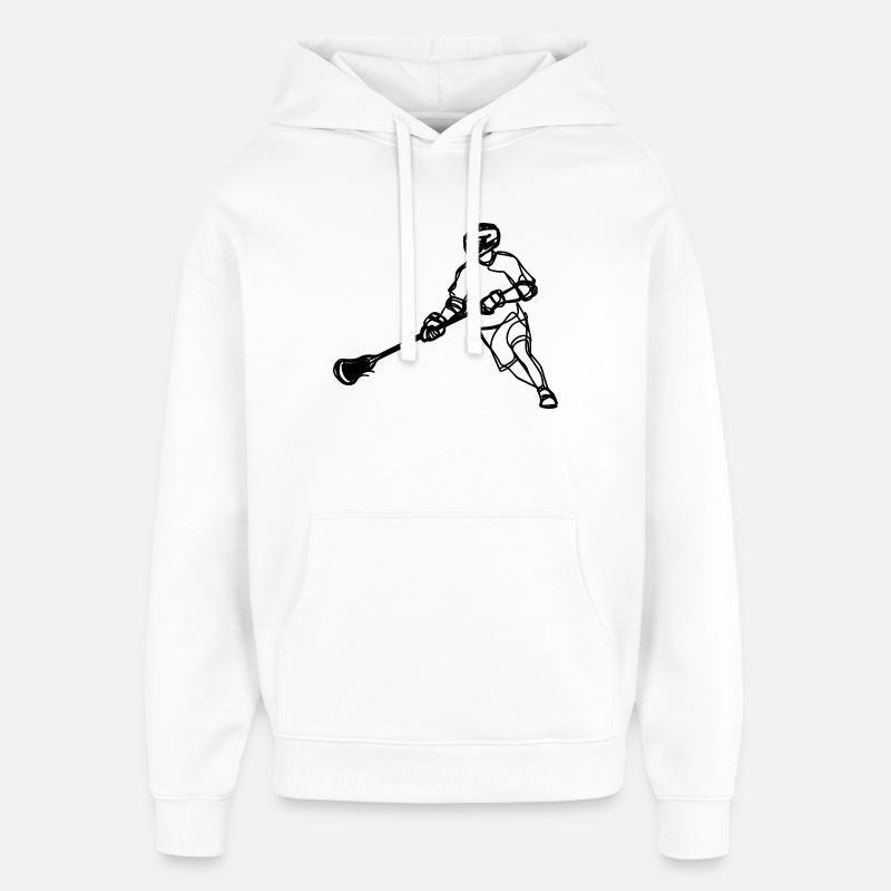 Lacrosse Sketch - Sweat à capuche unisexe Stanley/Stella Oversized - blanc