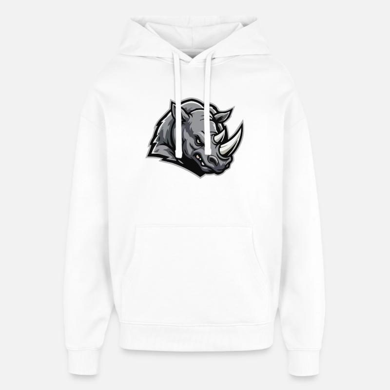Tête de rhinocéros en acier - Sweat à capuche unisexe Stanley/Stella Oversized - blanc