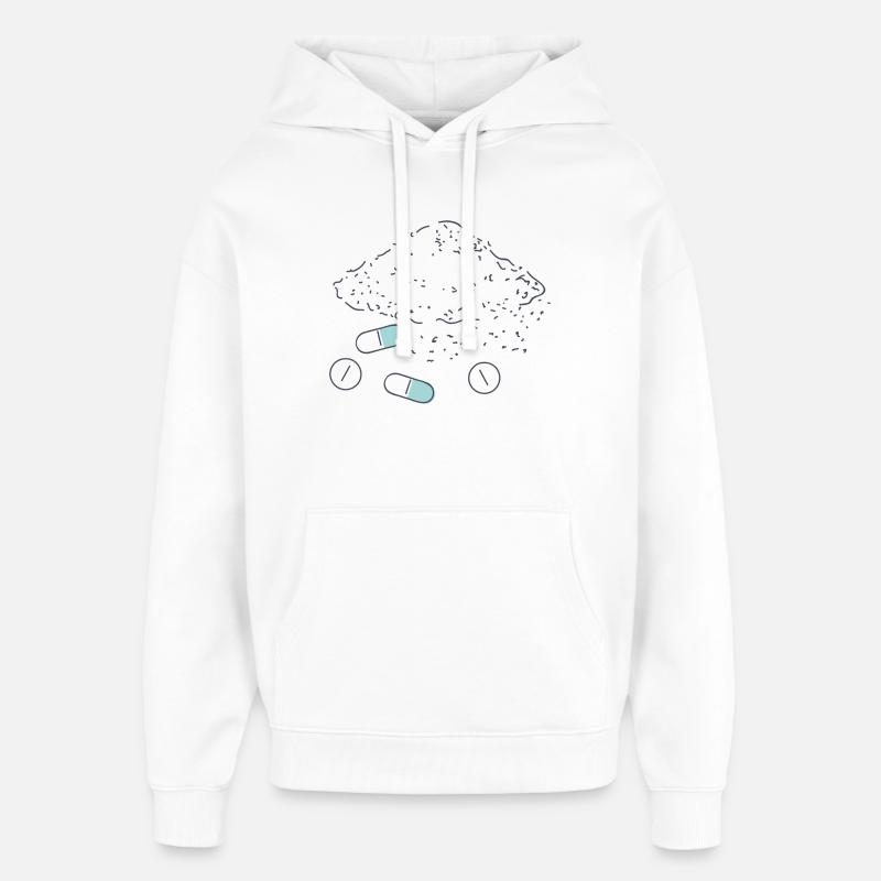 Complément alimentaire Pilules Poudre Comprimés - Sweat à capuche unisexe Stanley/Stella Oversized - blanc