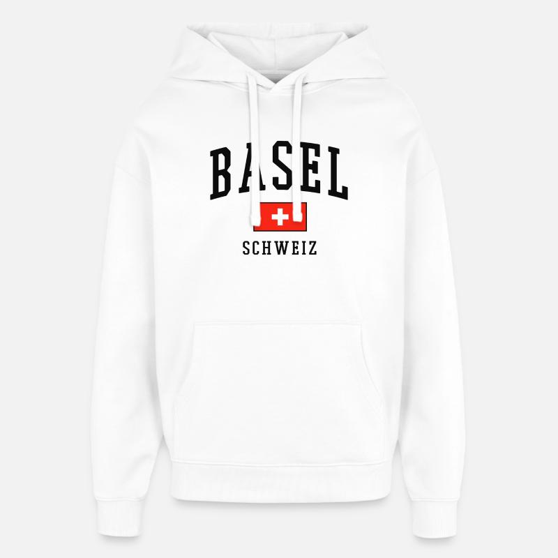 Bâle Drapeau suisse - Sweat à capuche unisexe Stanley/Stella Oversized - blanc
