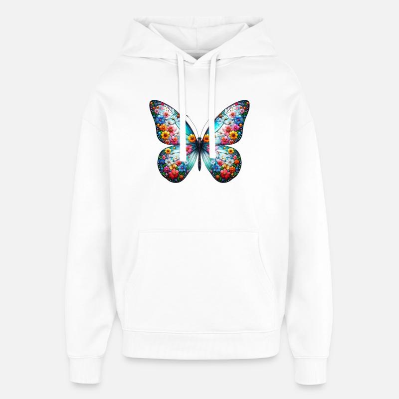 Papillon - Sweat à capuche unisexe Stanley/Stella Oversized - blanc