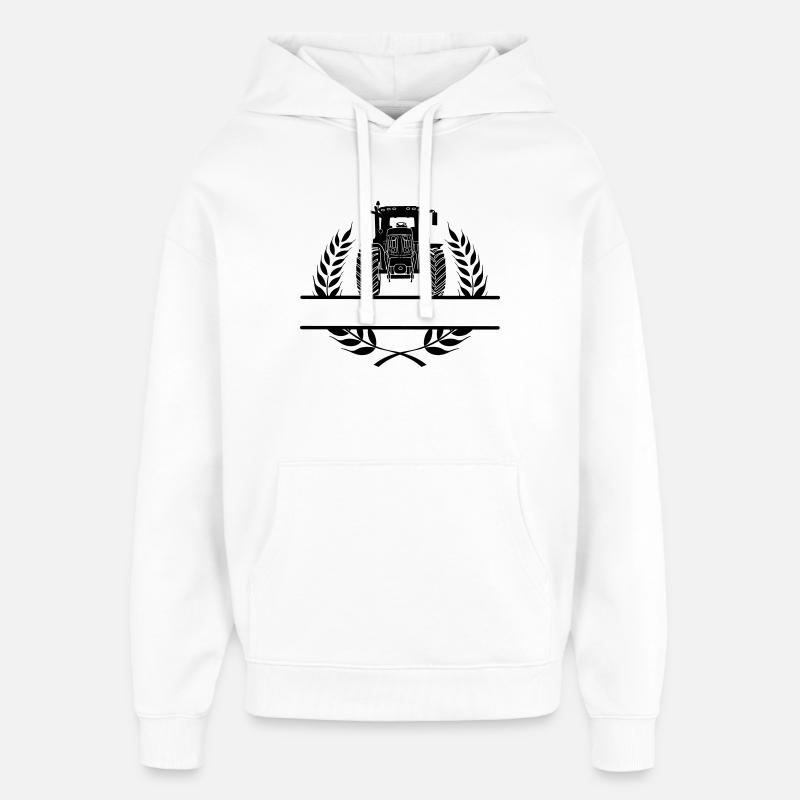 Traktor-Frontansicht im Lorbeerkranz - Oversized Unisex Hoodie von Stanley/Stella - Weiß
