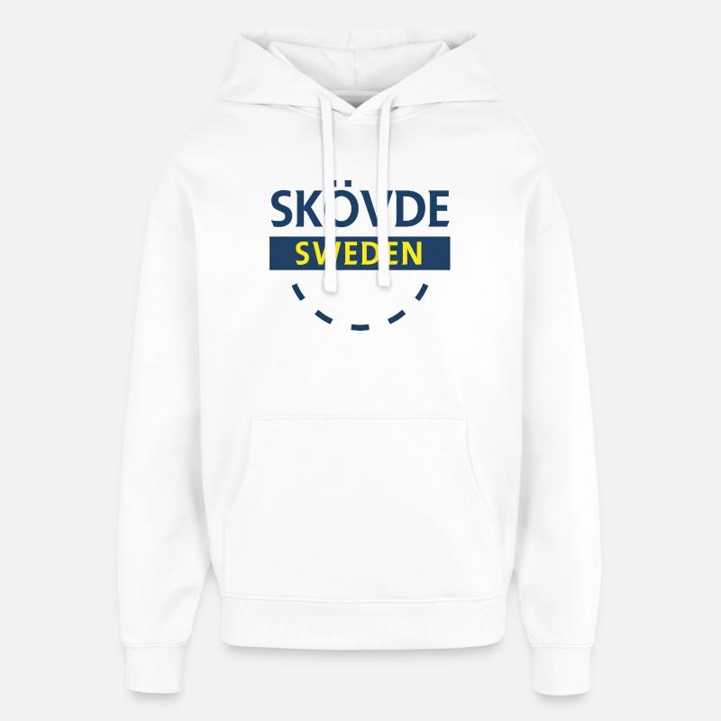 Skövde Sweden Sign Design - Sweat à capuche unisexe Stanley/Stella Oversized - blanc