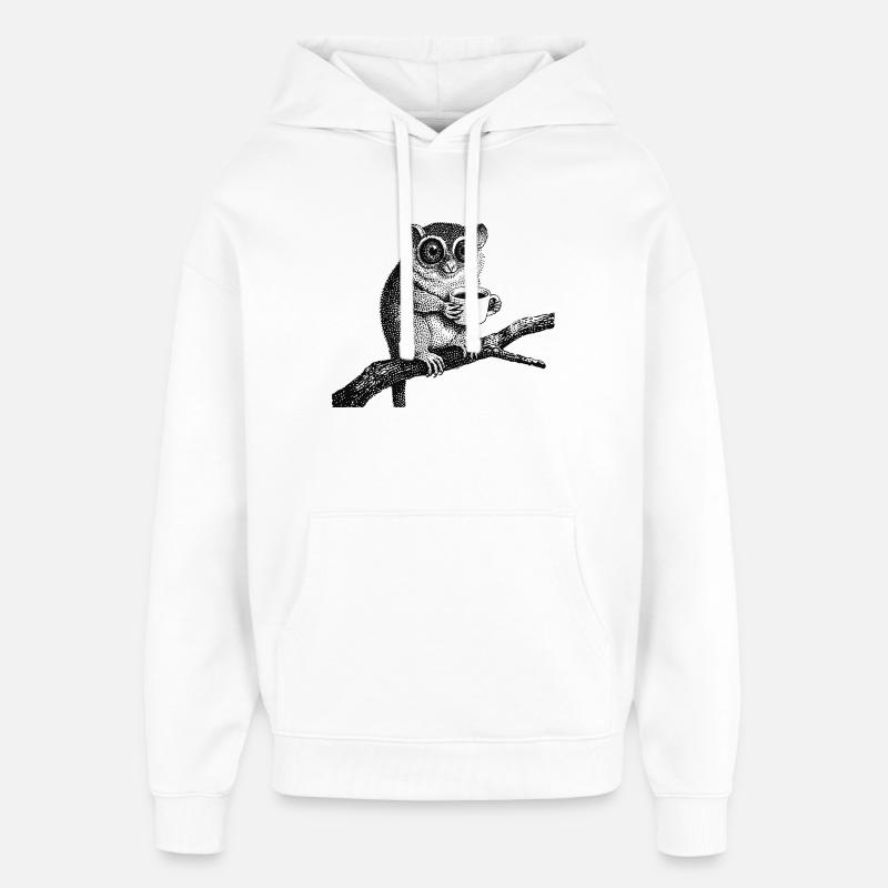 Tarsier au café - Sweat à capuche unisexe Stanley/Stella Oversized - blanc