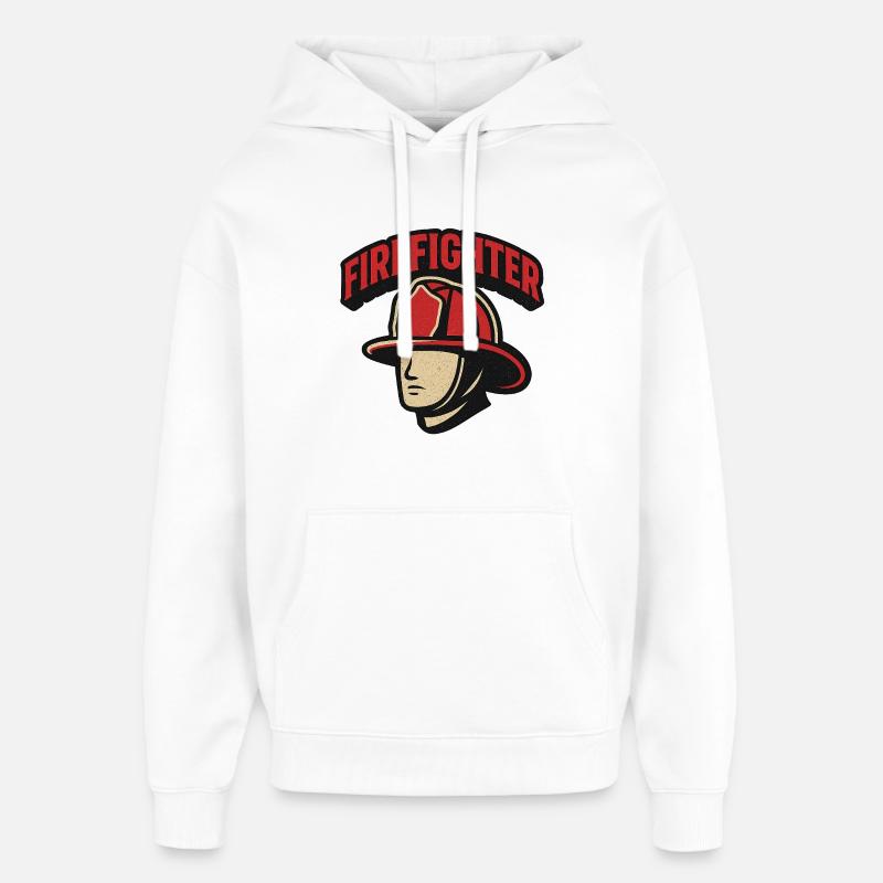 Héros Pompier Rétro - Sweat à capuche unisexe Stanley/Stella Oversized - blanc