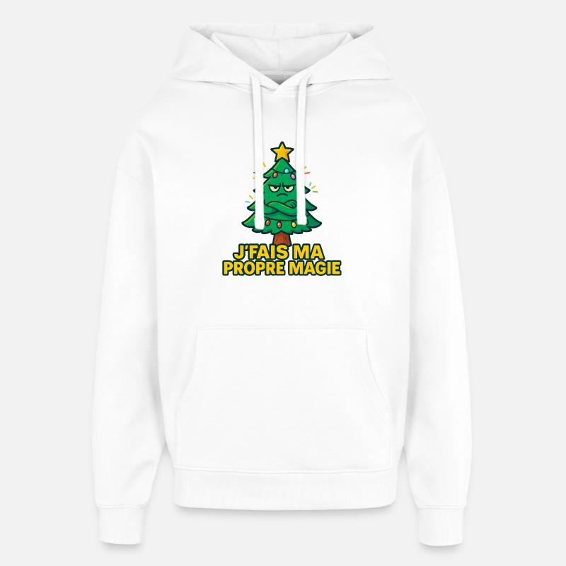 JFais Ma Propre Magie - Sapin Râleur - Sweat à capuche unisexe Stanley/Stella Oversized - blanc