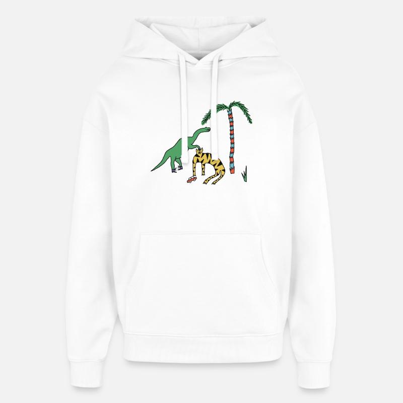 Tiger & Dino  - Oversized Unisex Hoodie von Stanley/Stella - Weiß