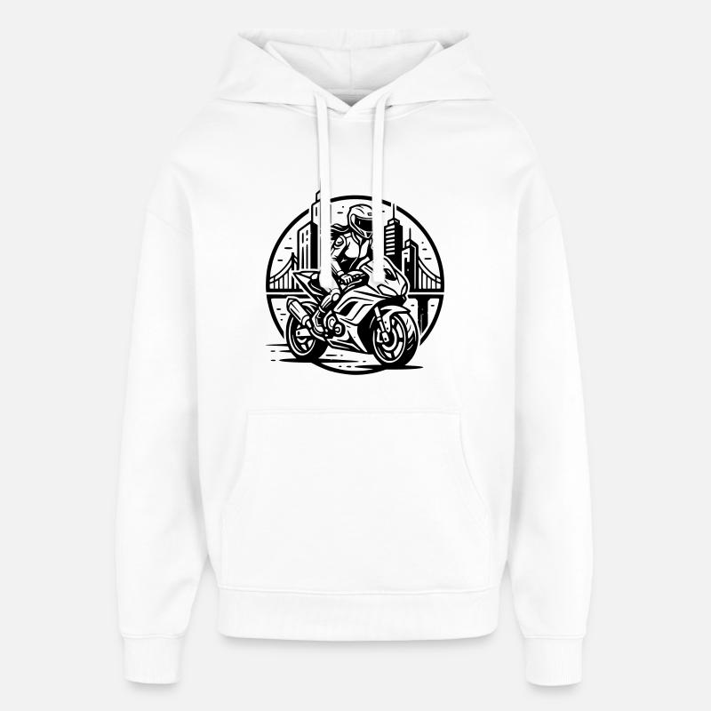 Biker, der auf ein Abenteuer geht - Oversized Unisex Hoodie von Stanley/Stella - Weiß