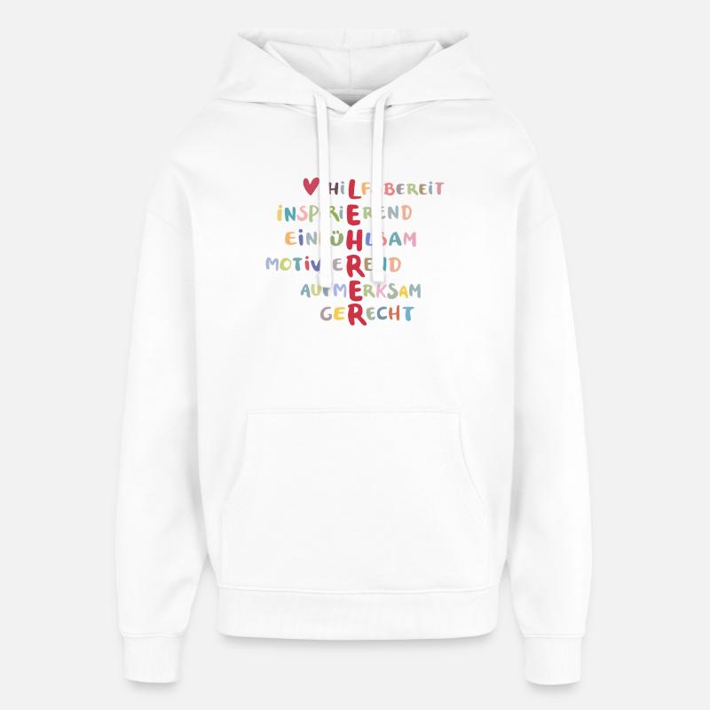 Farbenfrohe Werte Collage – Hilfsbereit - Oversized Unisex Hoodie von Stanley/Stella - Weiß