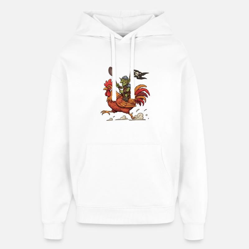 Cavalier gobelin sur un coq - Sweat à capuche unisexe Stanley/Stella Oversized - blanc