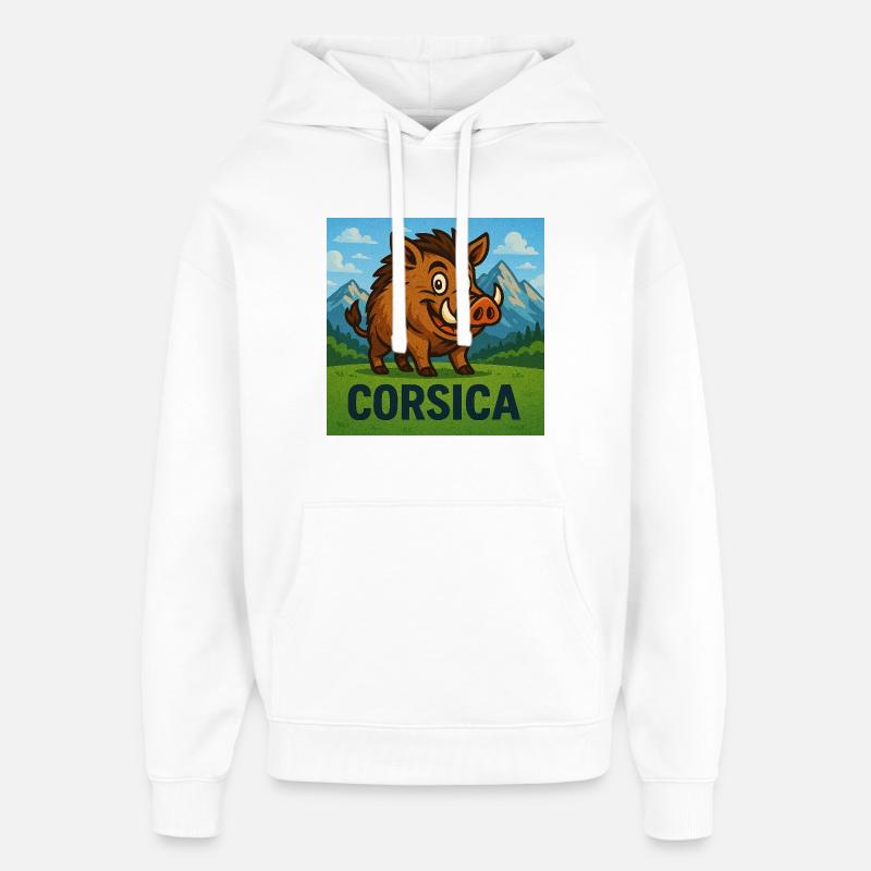 Cignale Corsu - Sweat à capuche unisexe Stanley/Stella Oversized - blanc