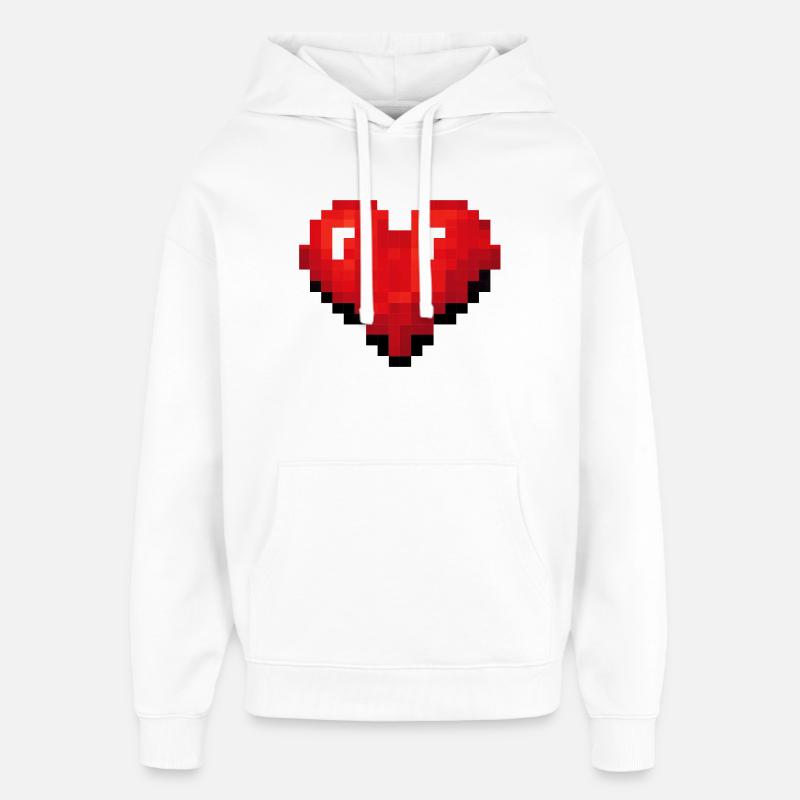 Cœur pixel rétro jeu vidéo - Sweat à capuche unisexe Stanley/Stella Oversized - blanc