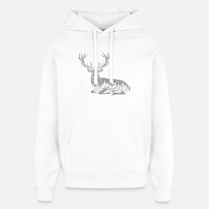 Cerf - Sweat à capuche unisexe Stanley/Stella Oversized - blanc