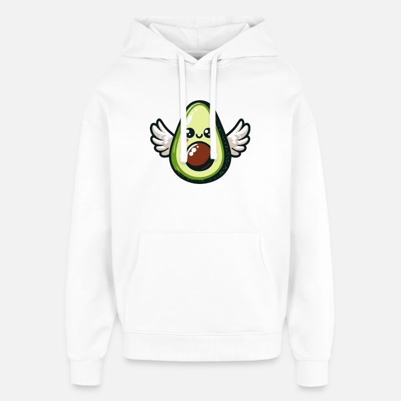Avocat ailé kawaii - Sweat à capuche unisexe Stanley/Stella Oversized - blanc