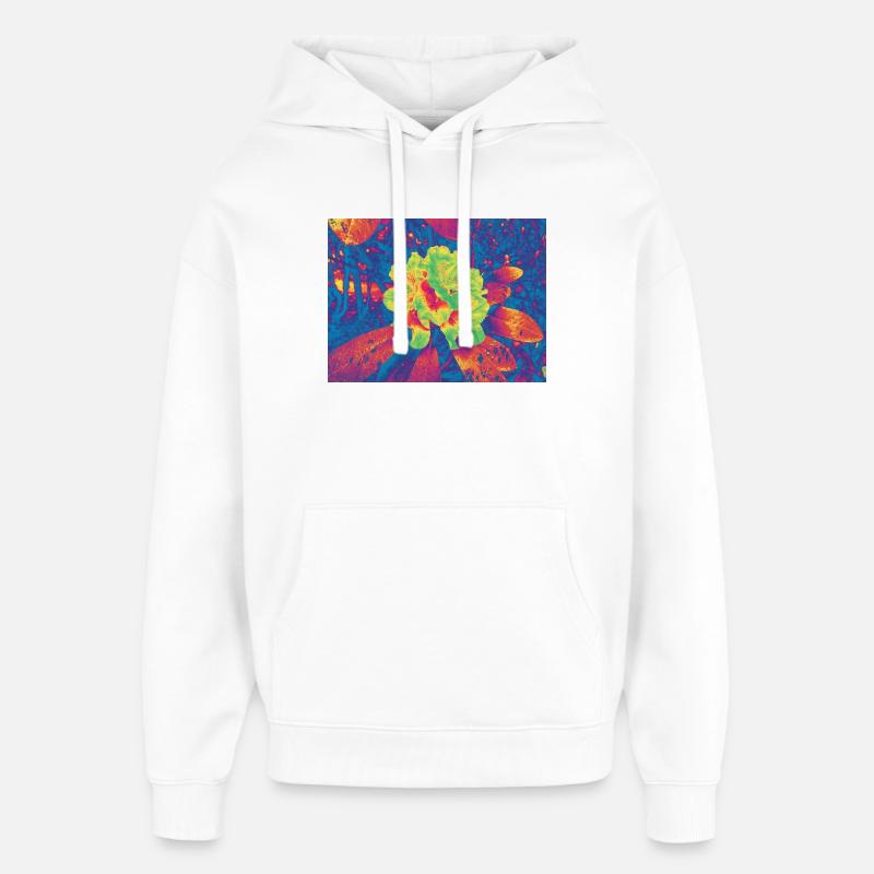 Fleur Néon Fleur Psychédélique - Sweat à capuche unisexe Stanley/Stella Oversized - blanc