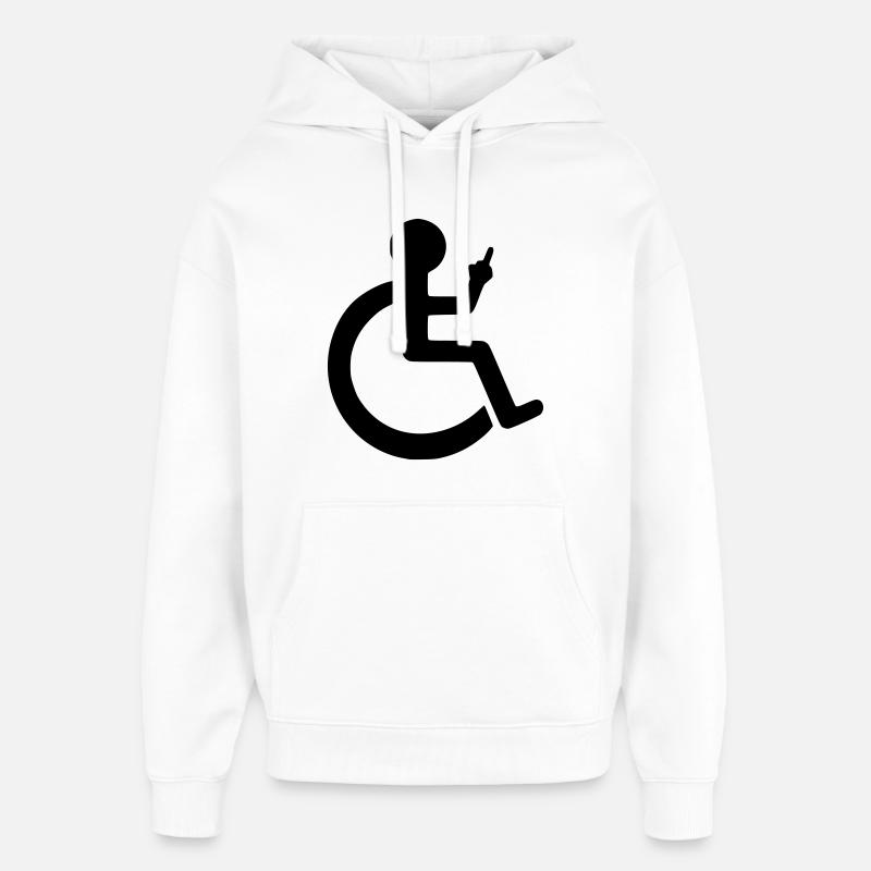 Rollstuhlfahrer mit Mittelfinger # - Oversized Unisex Hoodie von Stanley/Stella - Weiß